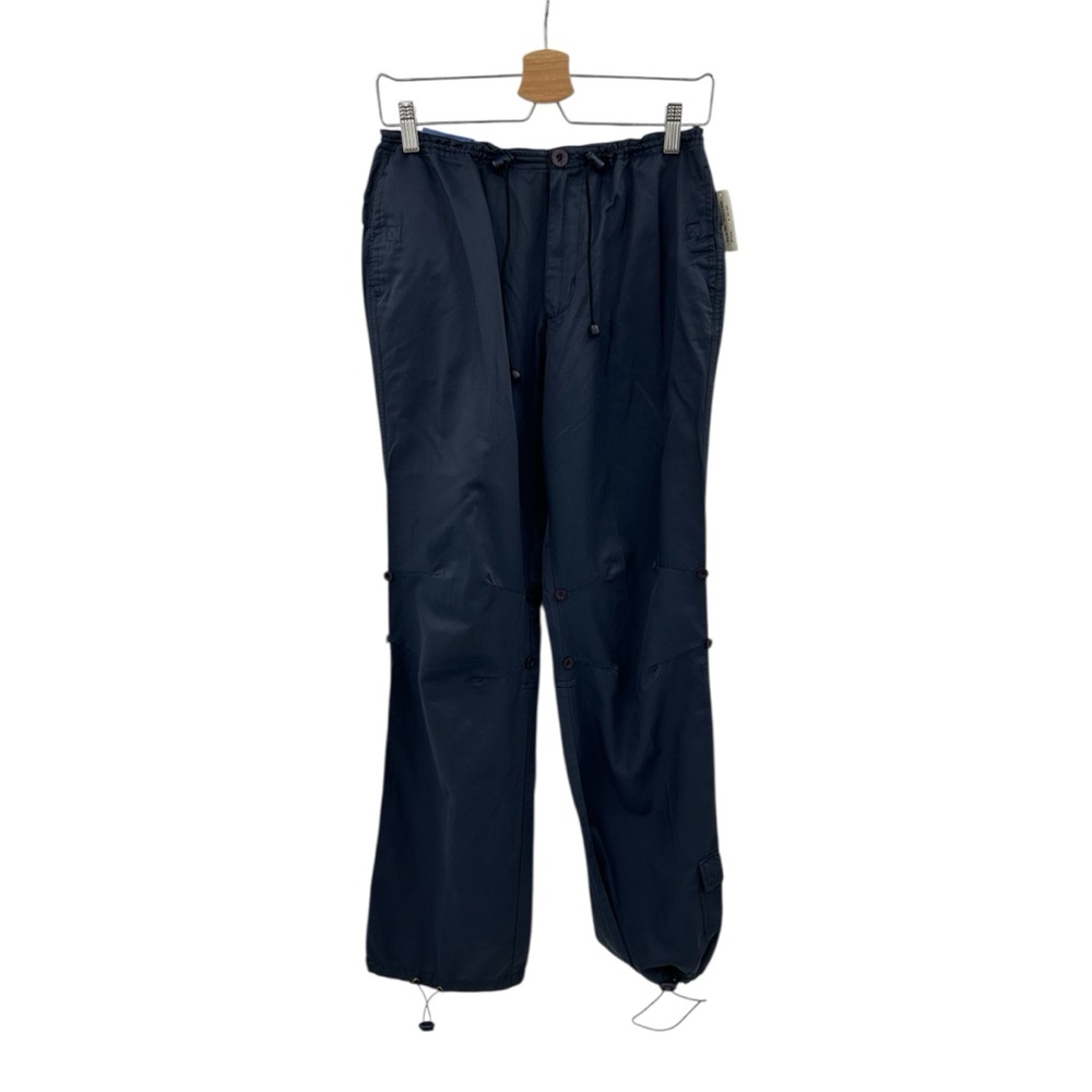Casual Cargo Drawstring Cotton Nylon Navy Pants